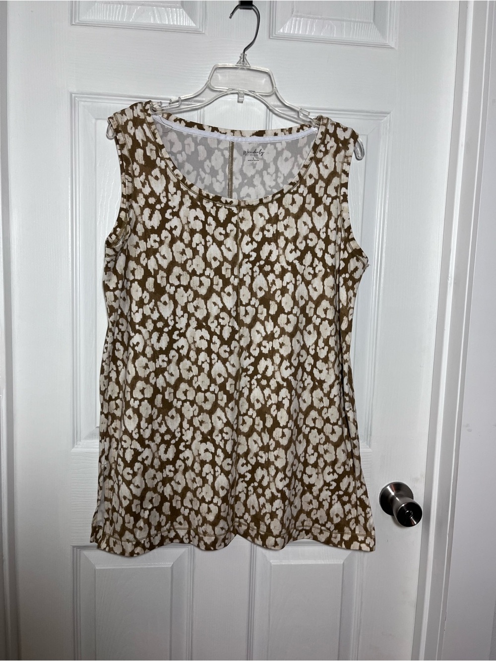 Wonderly Cream & Brown Print Tunic Tank
